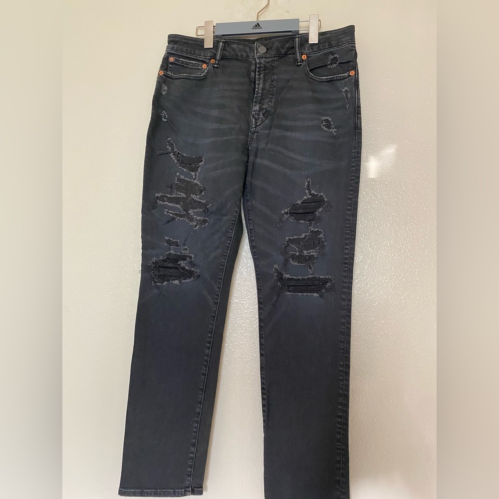 Men’s American Eagle Outfitters Charcoal Distressed Skinny Jeans size 33/30
